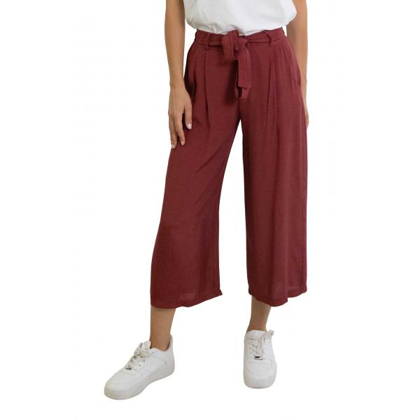 Pantalone cropped in viscosa con fascia  "Iris"